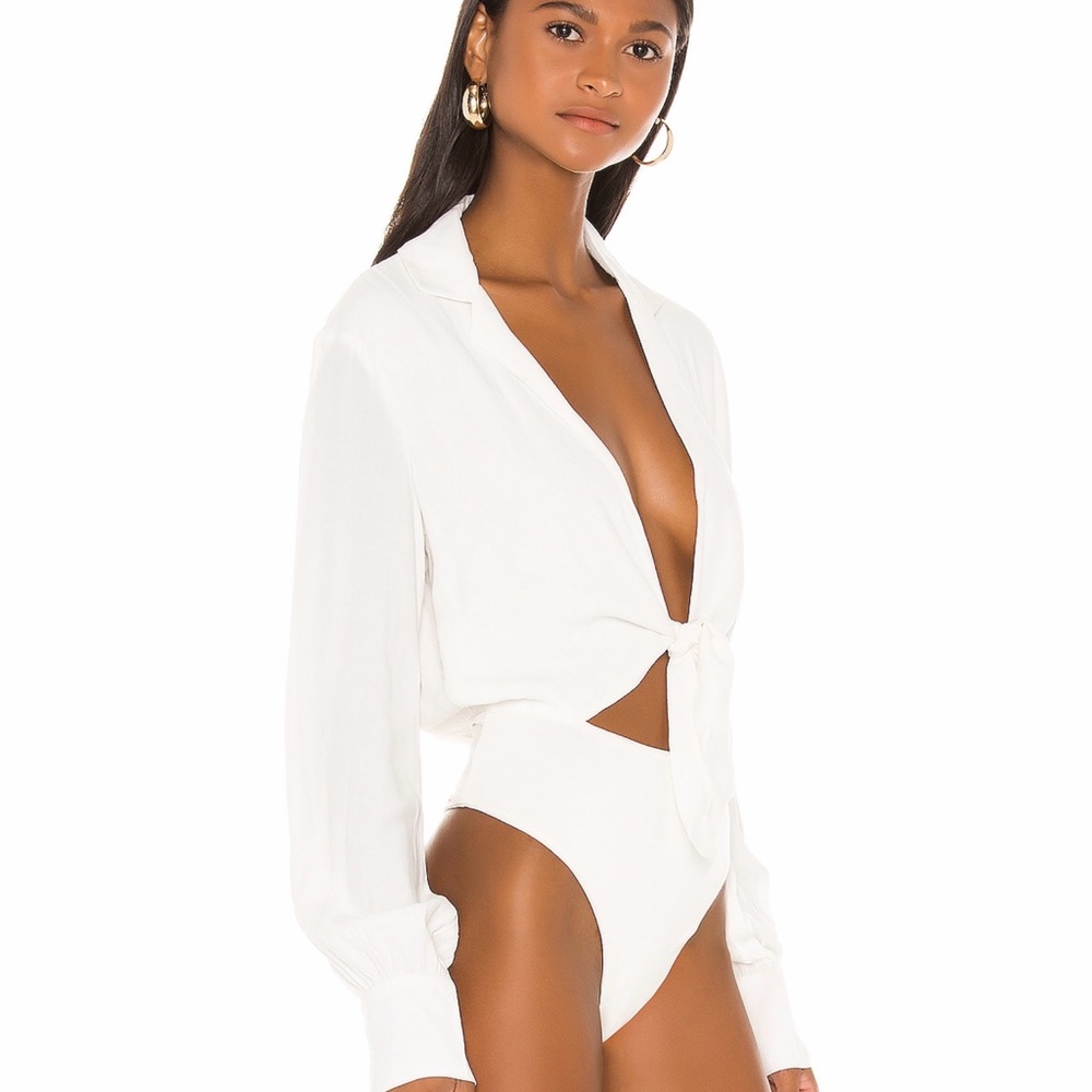 Bardot White Tie-Front Bodysuit